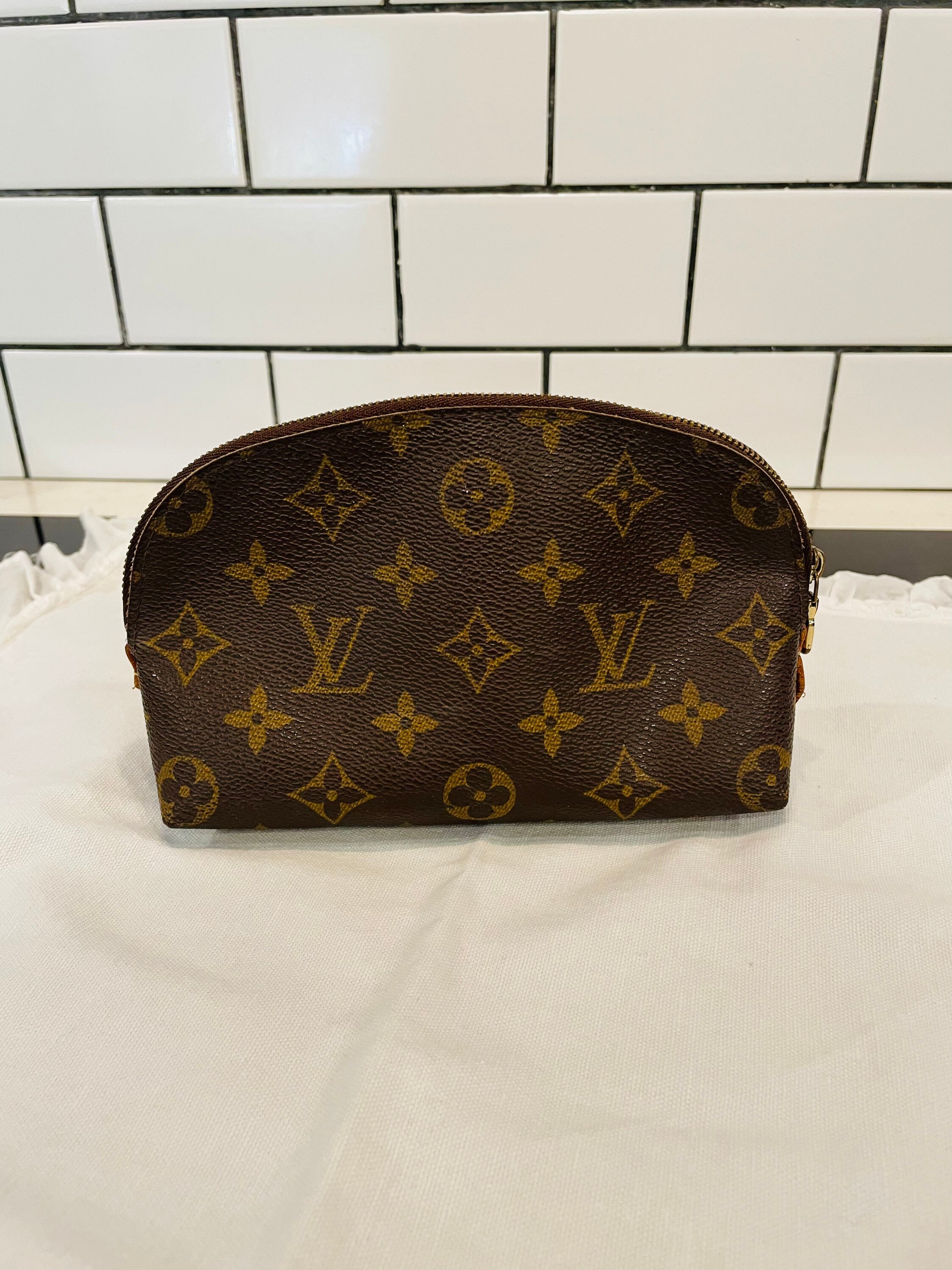 Vintage Louis Vuitton Makeup Bag Designer Handbag Label 