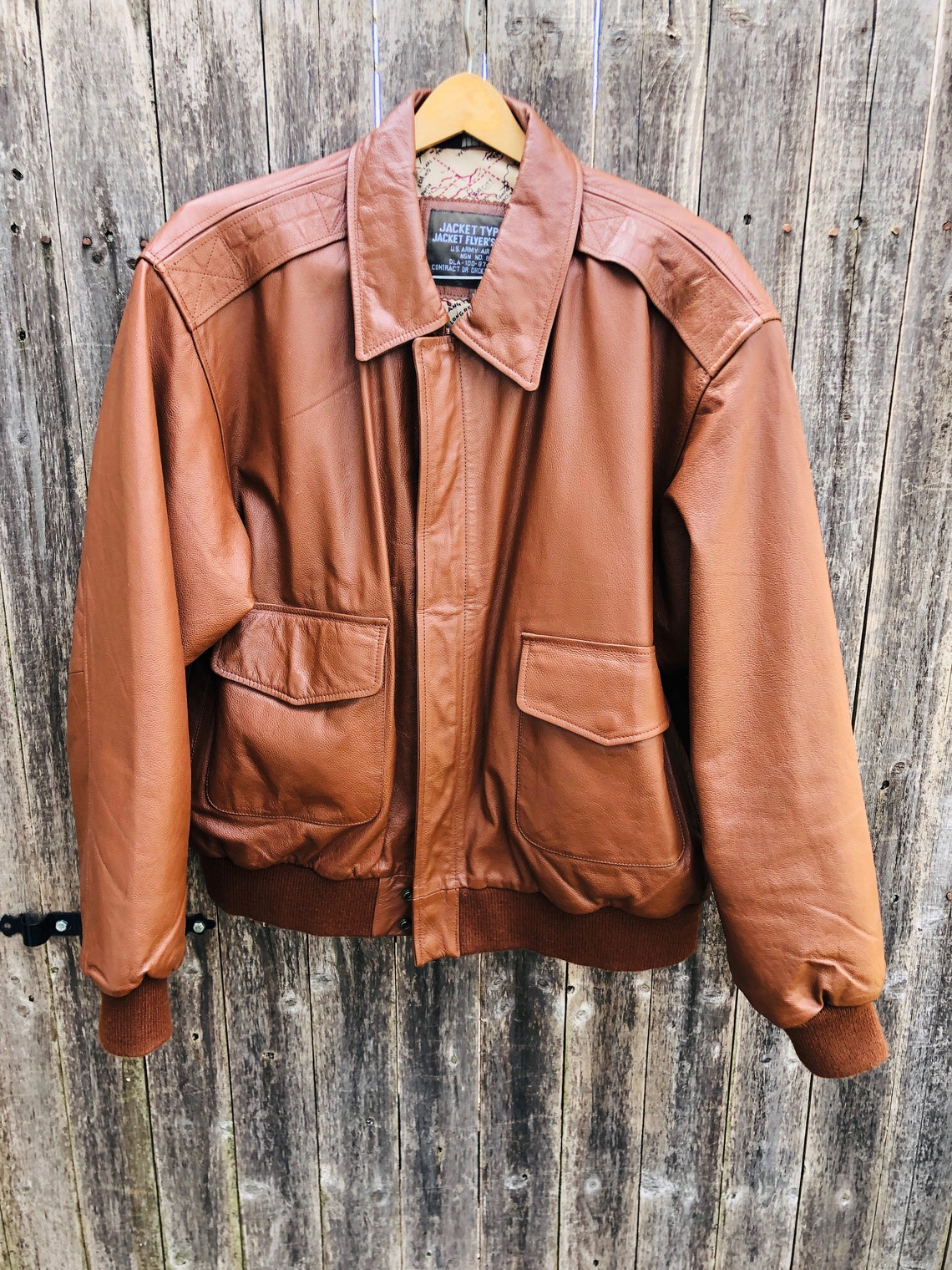 Vintage Leather Bomber Style Jacket U.S. Army Airforce Etsy
