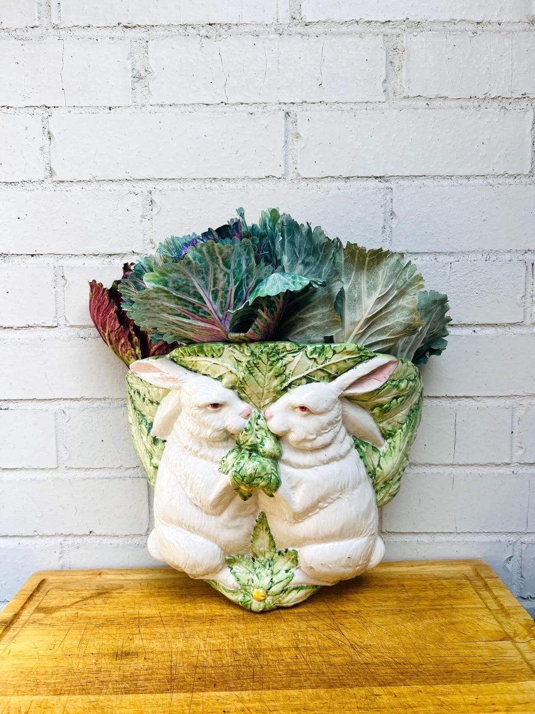 Vintage Ceramic Rabbit Cabbage Planter - Easter Decor - Etsy