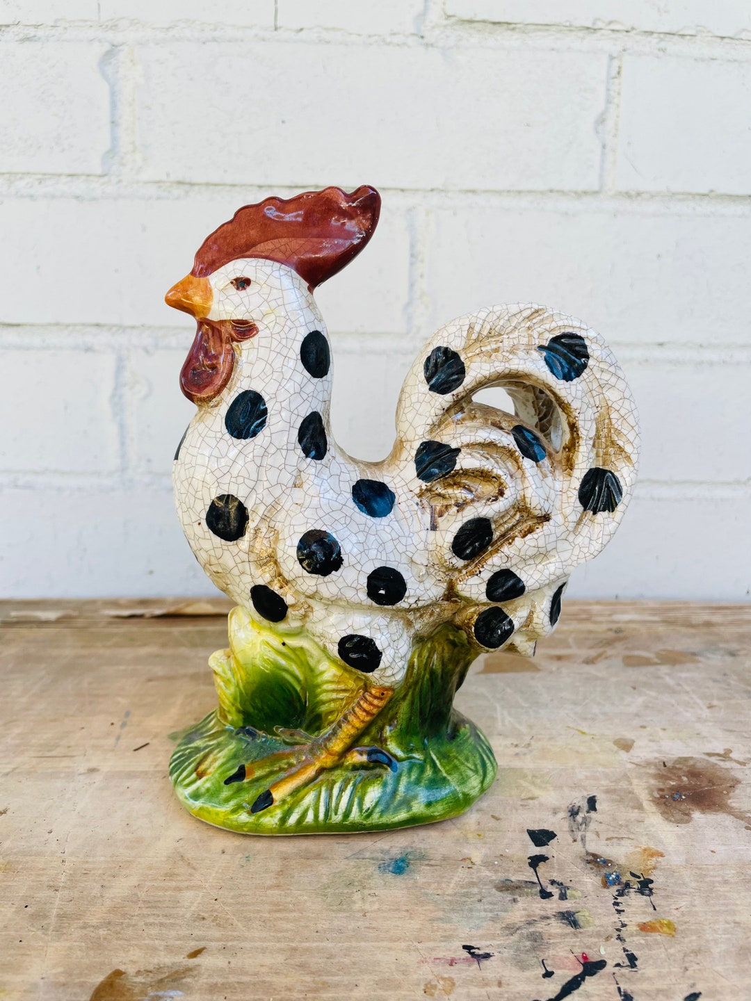 Vintage Rooster Statue Figurine Chicken Animal Home Accessory Etsy