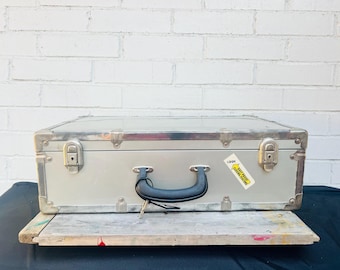 Vintage Suitcase - Vintage Storage Case - Metal Suitcase - Metal Trunk- Medium- Equipment Case- Hardshell