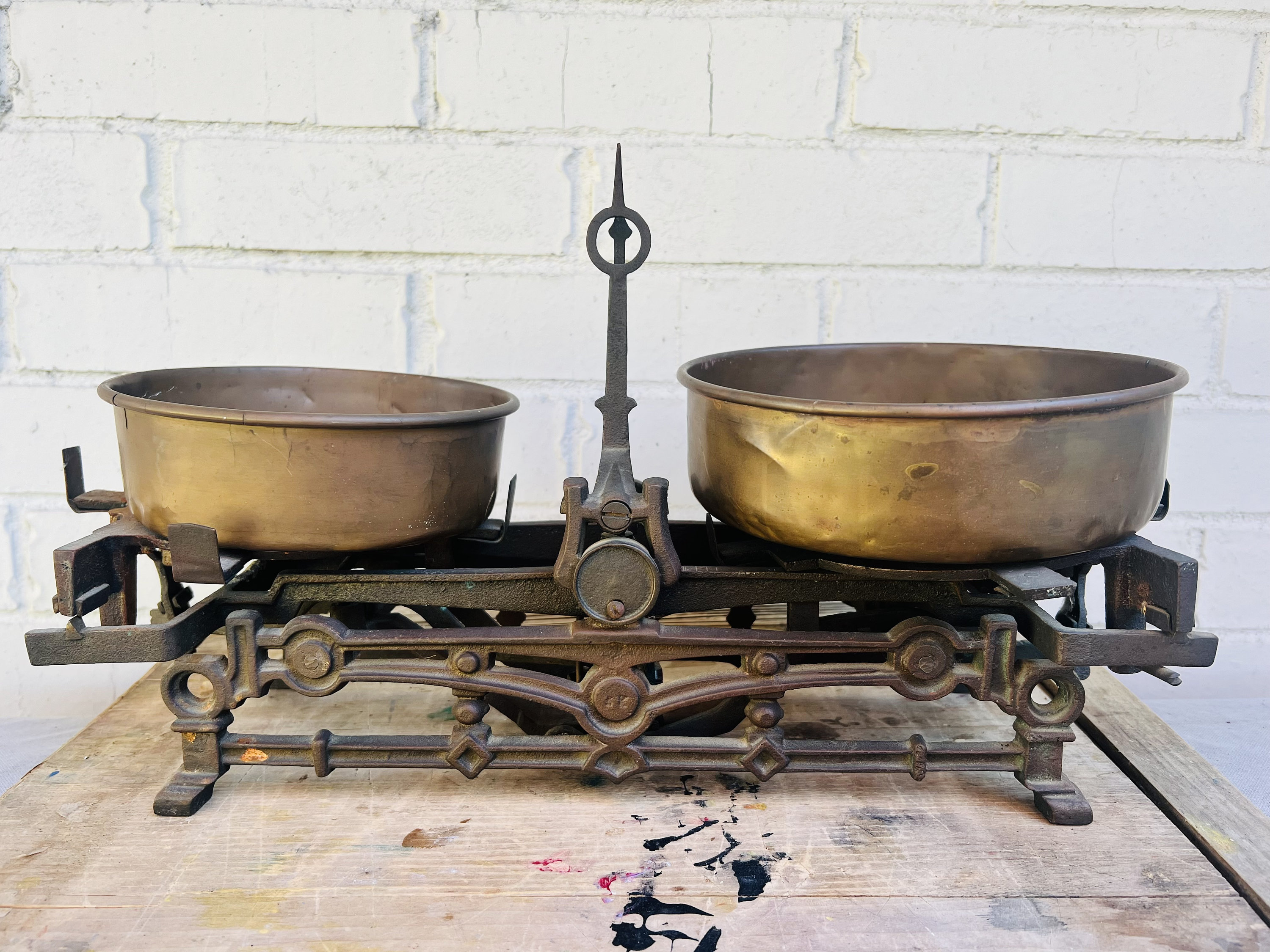 Antique Scale- Iron and Brass Scale- General Store- Tabletop Scale