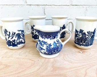 Chinoiserie Coffee Mugs-Churchill-Creamer-Tea- Vintage Chinoiserie-Set of Mugs-Dining- Serving