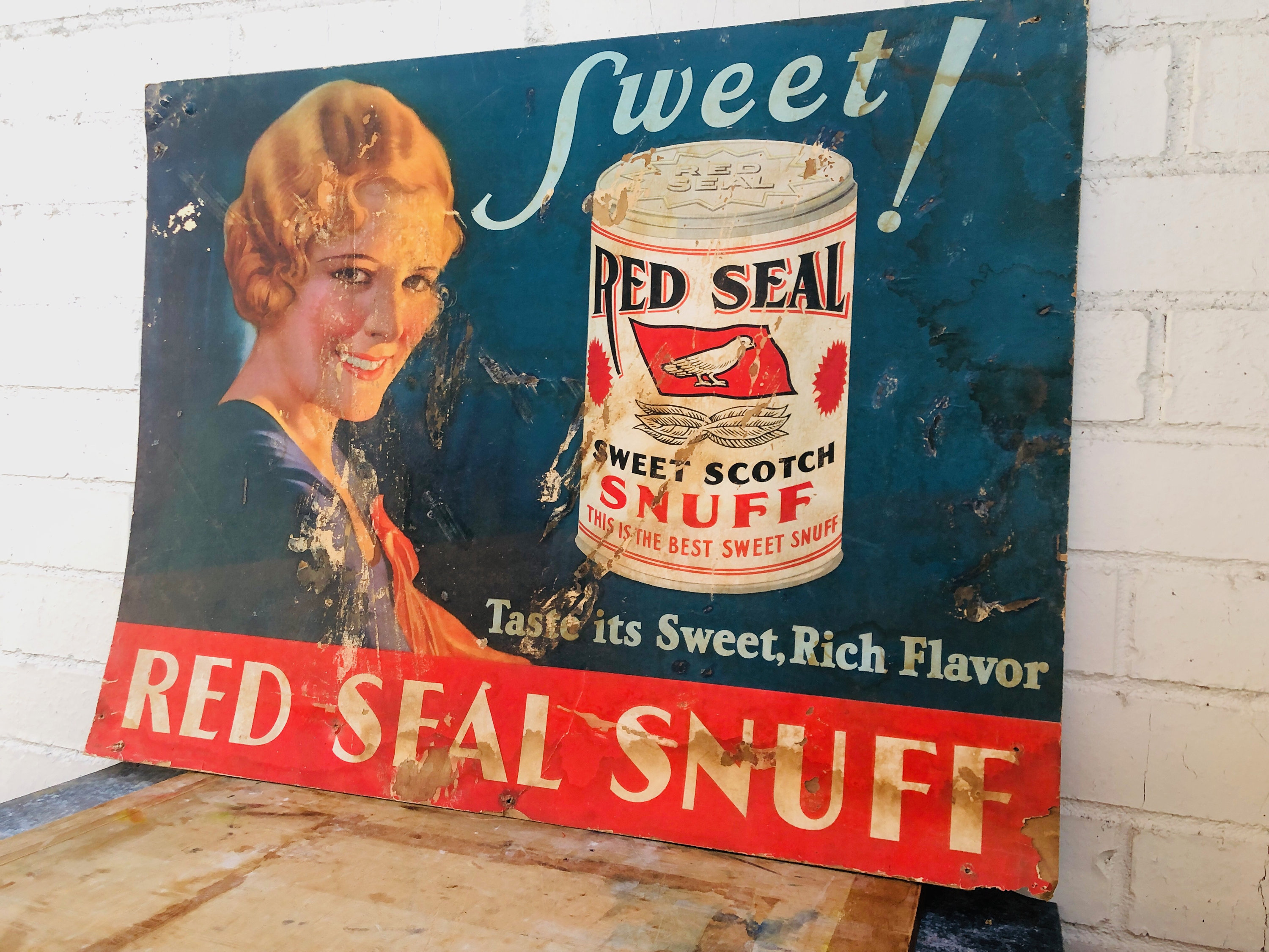 アンティーク 1920s頃 SNUFF COMPANYのブリキ看板 ティンサイン