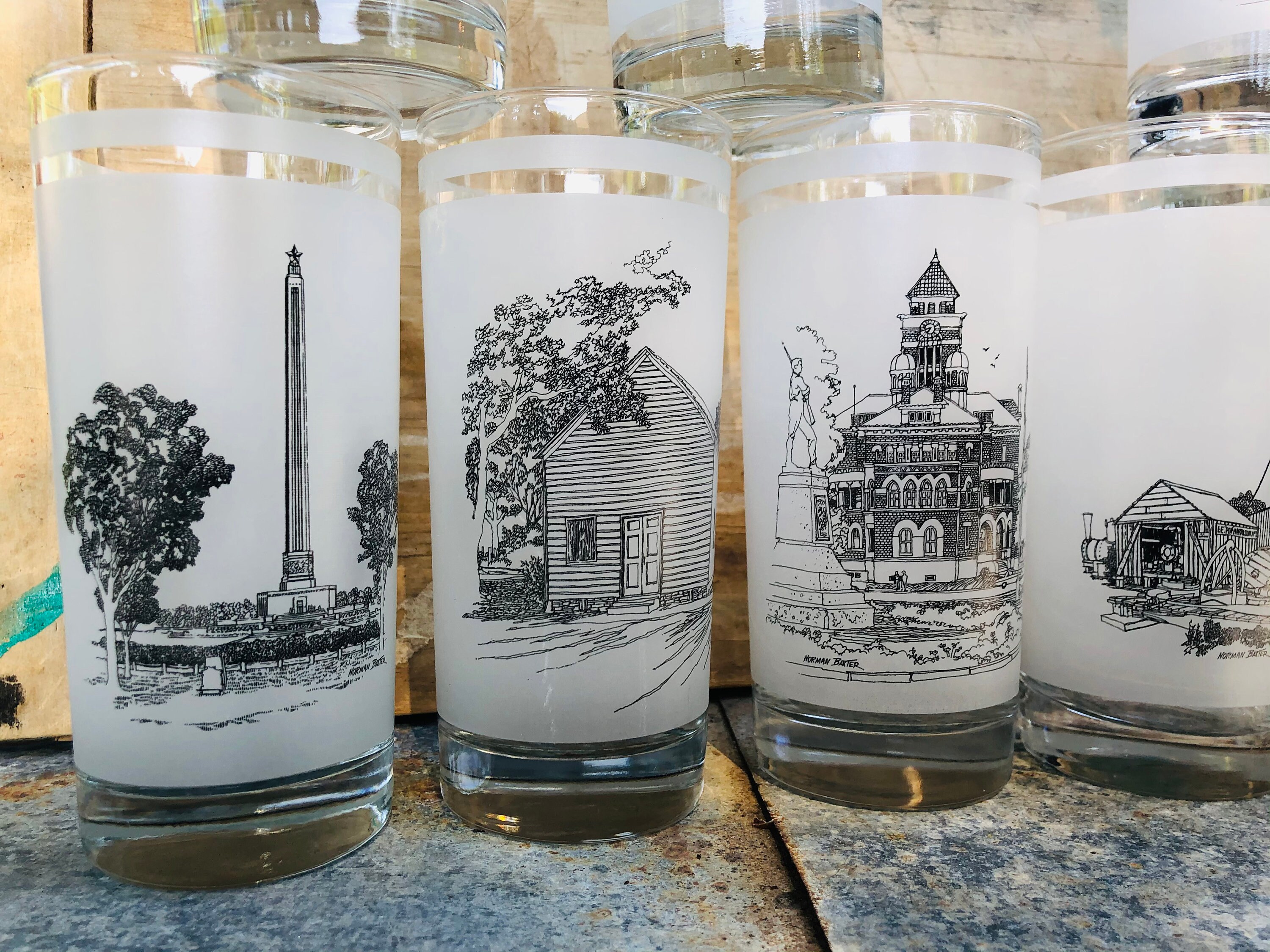 Set Drinking Glasses Barware Texas Commemorative Glasses Etsy