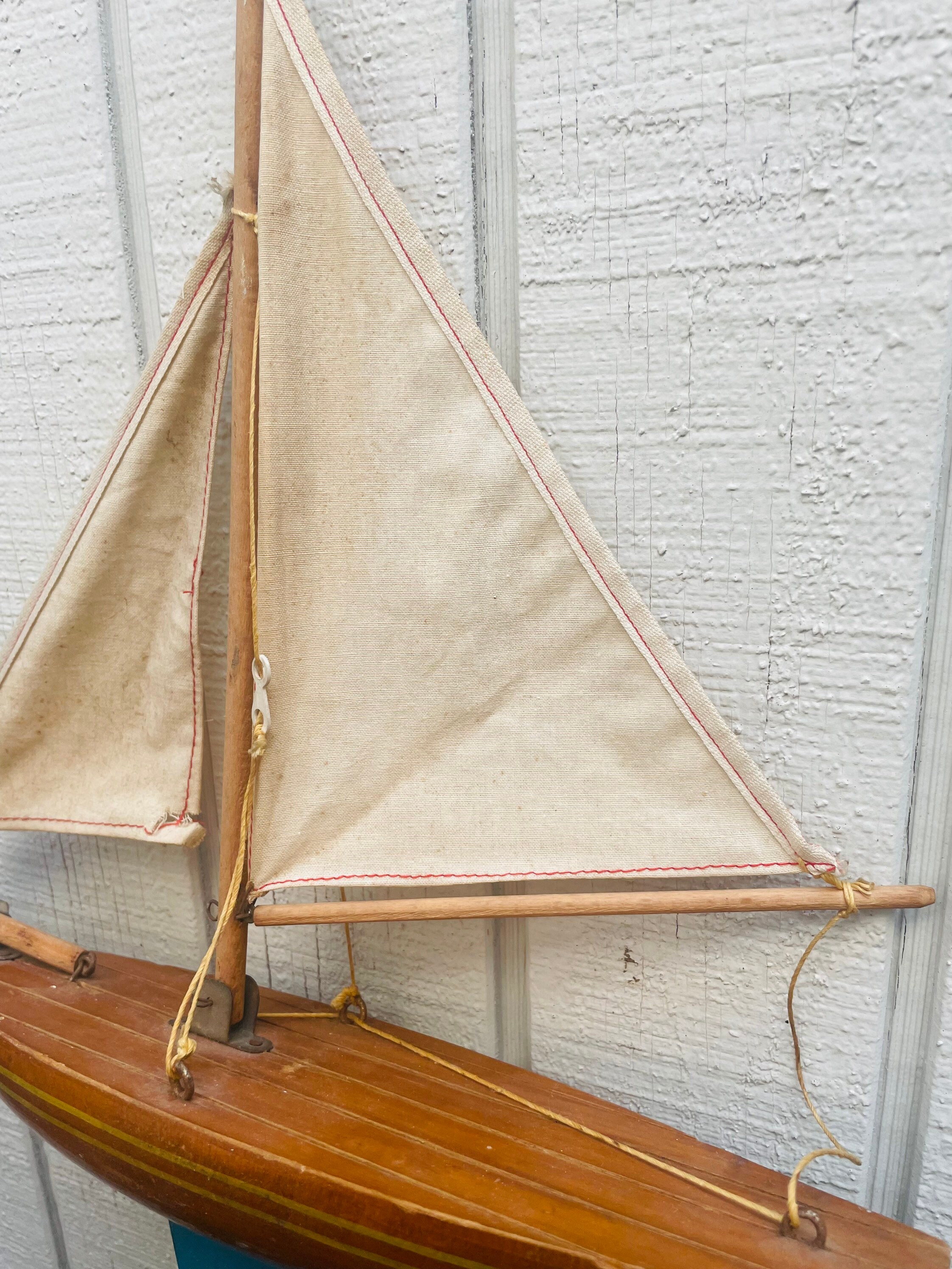 Velero de toy de madera Velero vintage Barco Yachting | Etsy