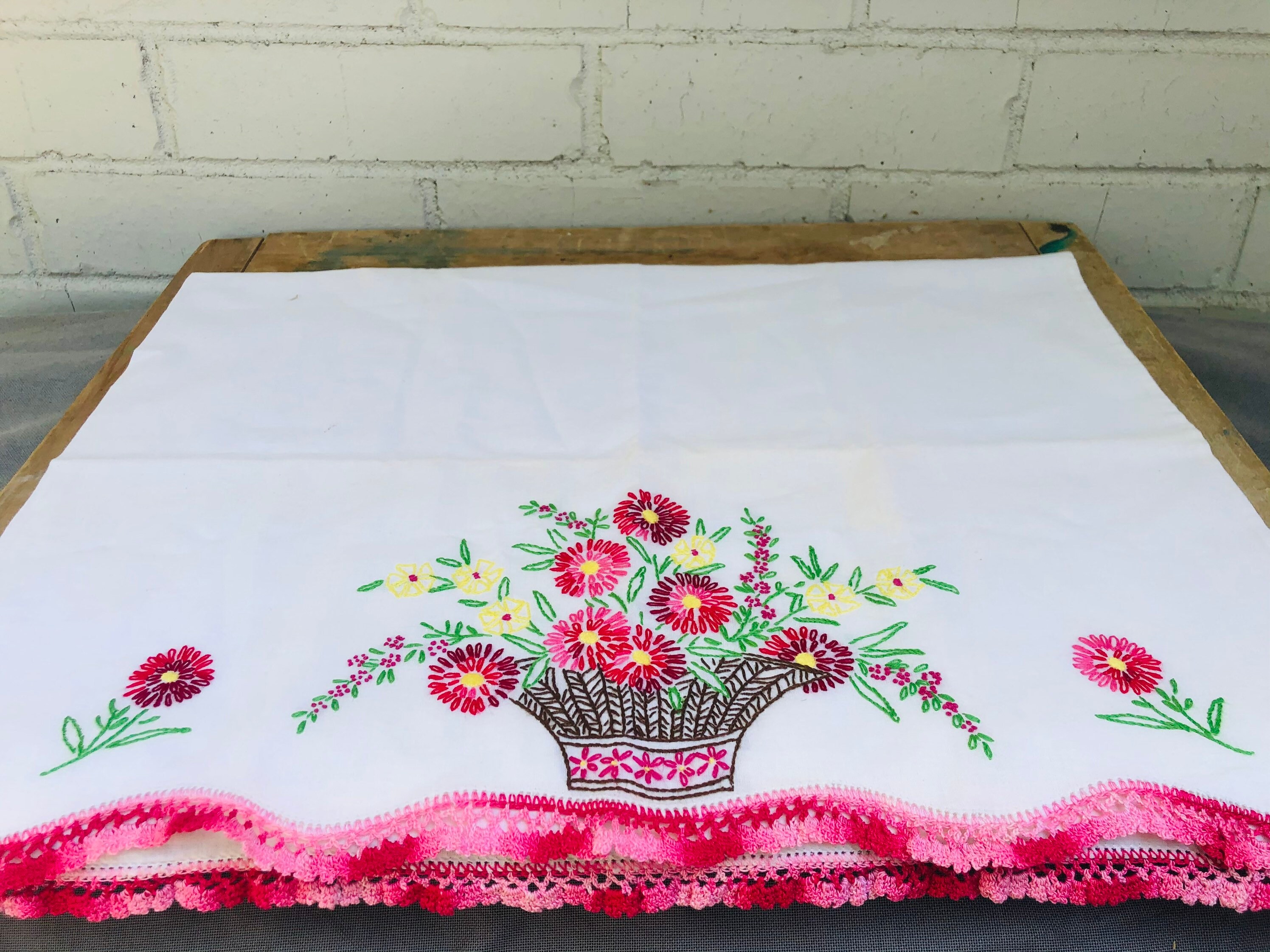A pair of vintage hand embroidered pillowcases Etsy