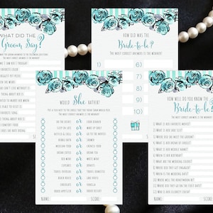 Bridal Shower Games Breakfast at Tiffany&#39;s Watercolor Digital Download