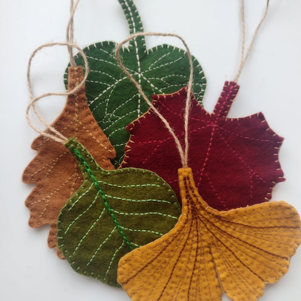 Autumn leaves felt decorations pdf pattern, Thanksgiving felt decoration pattern, sew your own fall coloured leaves, felt autumn leaves