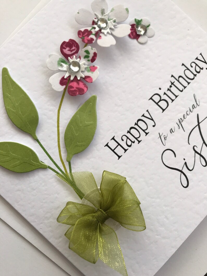 Flower Birthday Card for a Special Sister Handmade in the UK Etsy UK