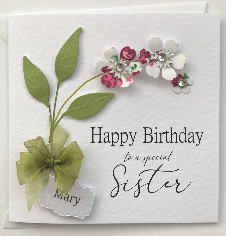 Flower Birthday Card for a Special Sister Handmade in the UK Etsy UK