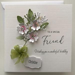 Handmade Floral Birthday Card For Friend: Personalised greeting Card