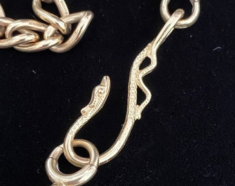 Snake hook extender, antique style,  14kt gold, 1.5”