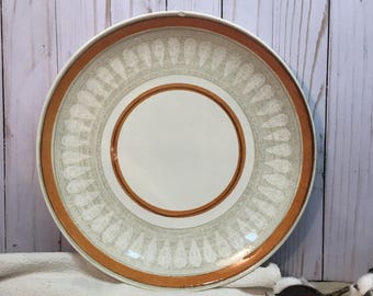 Vintage Platter Orange Stripe/Large/Round/Ironstone/Serving