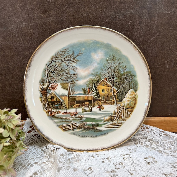 Currier & Ives Plate The Farmer's Home Winter Wall Plate