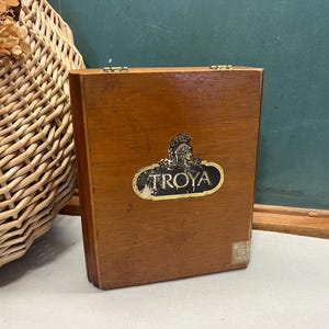 Troya Empty Wooden Hinged Cigar Box
