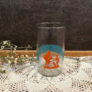 Jelly Jar Drinking Glass Orange Turquoise