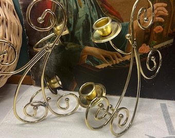 Double Candleholder Sconce Set Brass Tone Home Interiors & Gifts