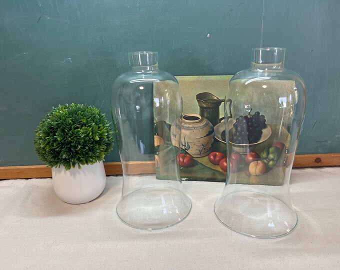Large Glass Hurricane Globes Set of Two Etsy