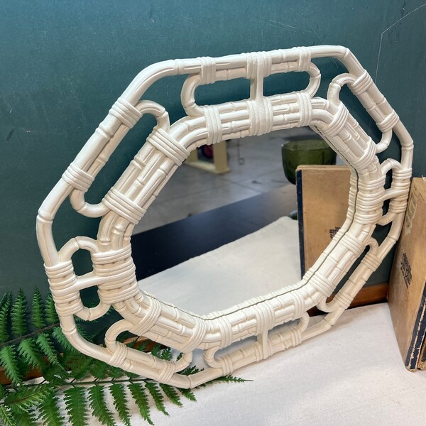 Faux Rattan Wall Mirror Vintage Homco