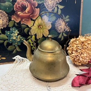 Solid Brass Tea Kettle Ornate Handle