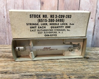 Vintage East Rutherford Medical Syringe 3-cc Display Purposes Only Made in USA