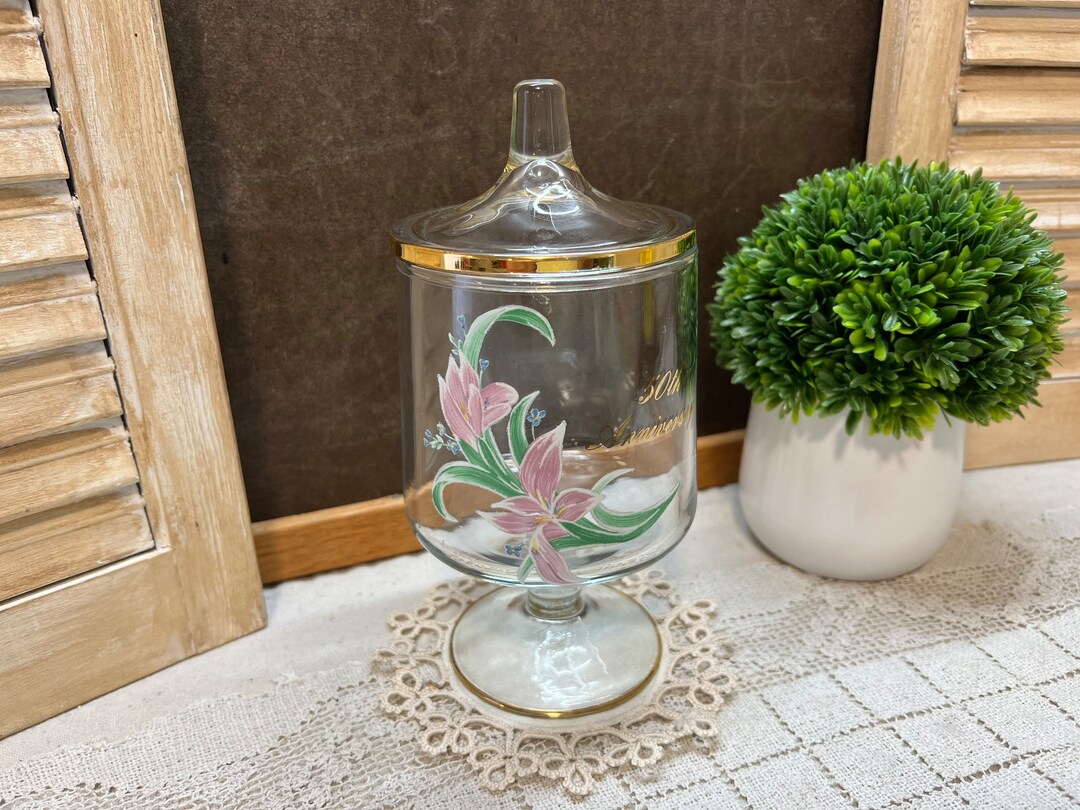 50th Anniversary Gift Footed Candy Jar Etsy