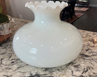 Extra Large Ruffled Rim White Glass Shade Replacement