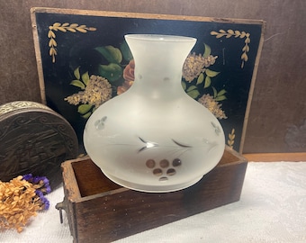 Antique Astral Solar Lamp Shade Frosted Wheel Cut Grape Design