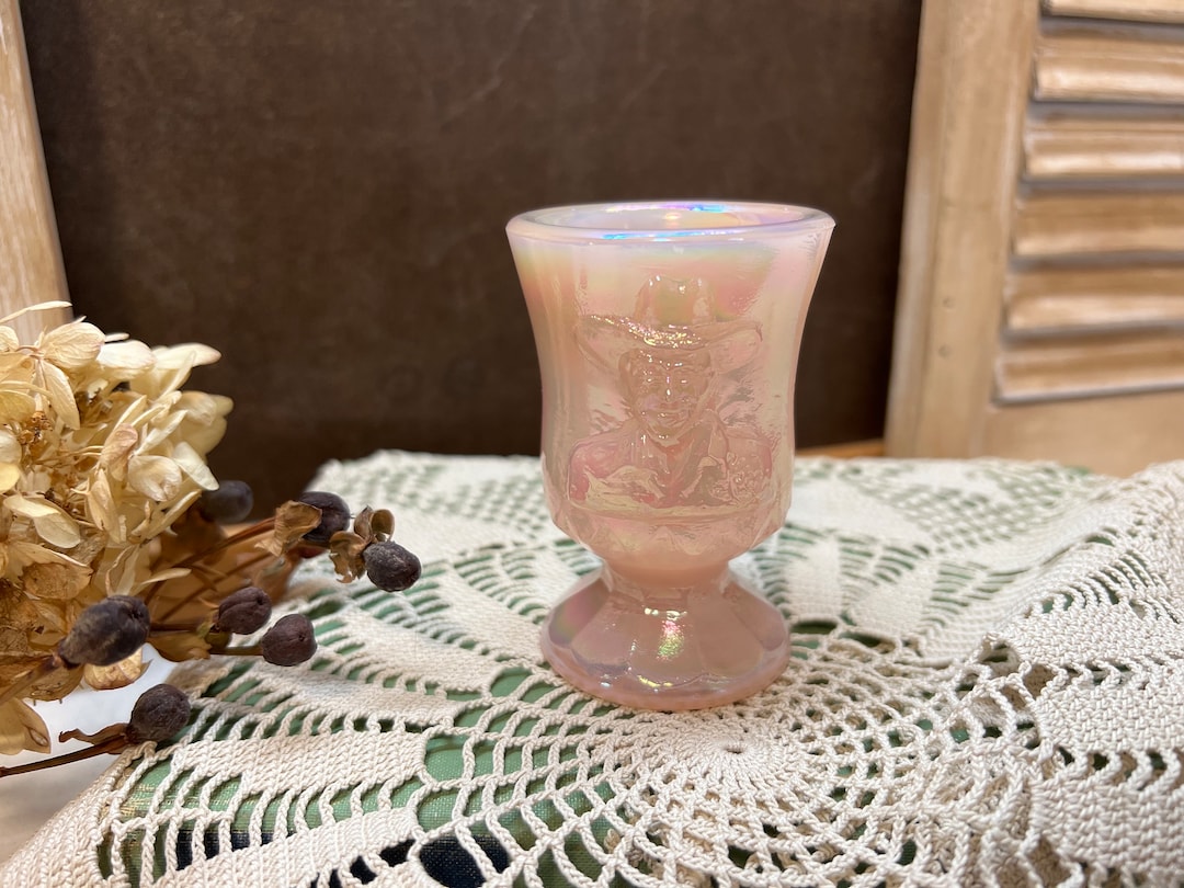 Boyd Glass Toothpick Holder Pink Iridescent Hopalong Cassidy Numbered Etsy