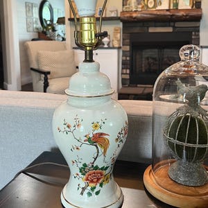 Asian Ginger Jar Table Lamp Chinoiserie Floral