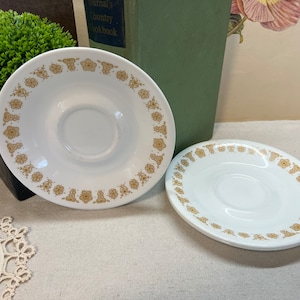 Corelle Livingware by Corning Saucers Set of Three Butterfly Gold