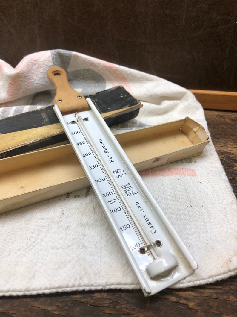 American Thermometer Co Enamel Thermometer Wood Handle Etsy