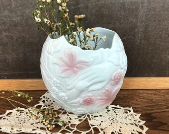 FTD Floral Vase 1993 White Pink