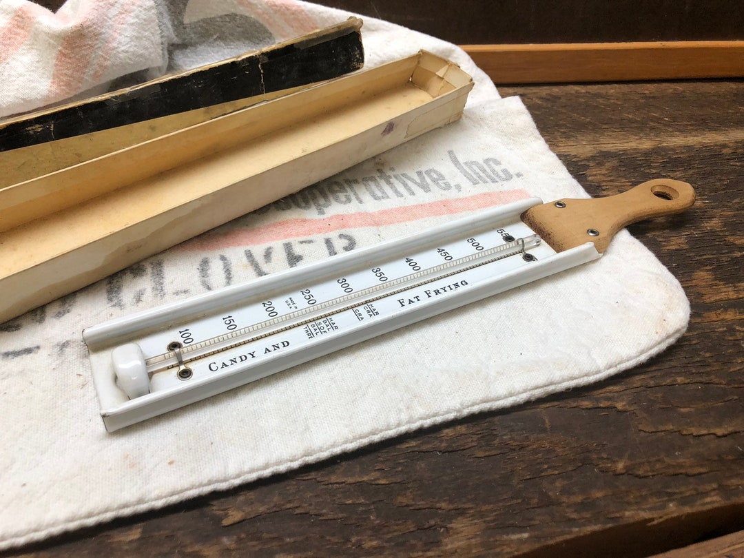 American Thermometer Co Enamel Thermometer Wood Handle Etsy