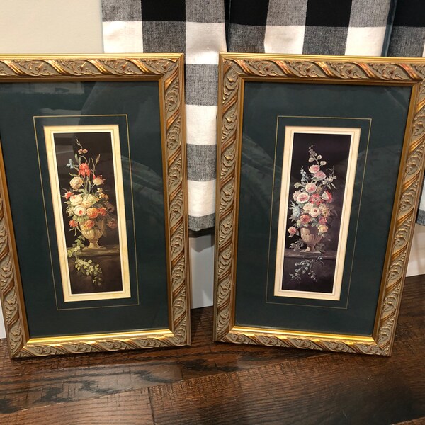 Floral Still Life Picture Set Framed Matted