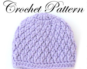 Crochet Pattern - Textured Beanie Hat for boy or girl - preemie newborn baby toddler - PDF file instant download