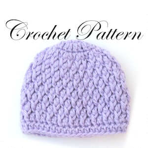 Crochet Pattern Textured Beanie Hat for boy or girl preemie newborn baby toddler PDF file instant download image 1