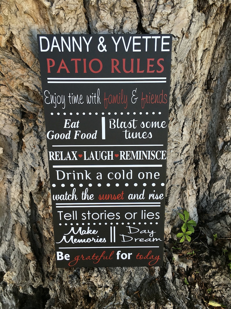 Patio Rules Sign Backyard Rules Wood Sign CUSTOM Family Etsy