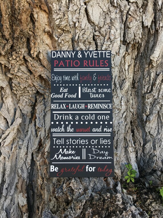 Patio Rules Sign CUSTOM Family Rules Sign Personalized Etsy