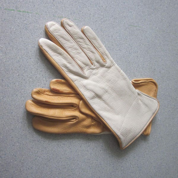 1950s Tan and Gold "Genuine Deerskin" Gloves, Size 6-1/2