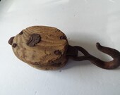 antique wood block single rustic farm pulley extra large industrial block and tackle large barn pulley wheel and hook nautical pulley