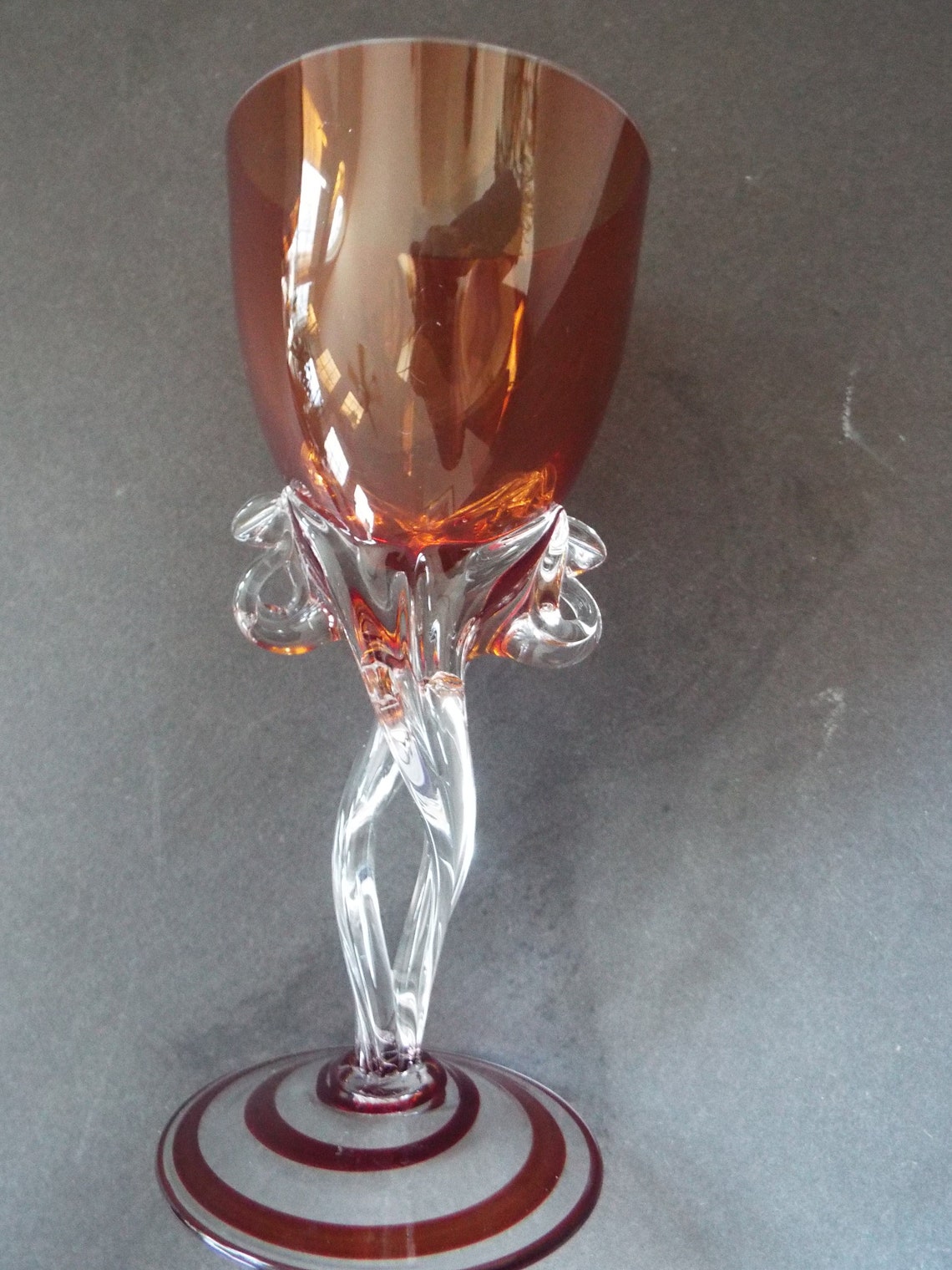 Set of 6 Jozefina Krosno Poland art glass stemmed wine glasses Etsy