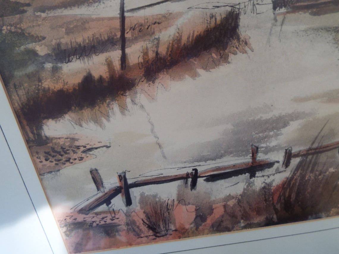 1952 Seascape Signed Robert Chase Hand Colored Watercolor Print ...