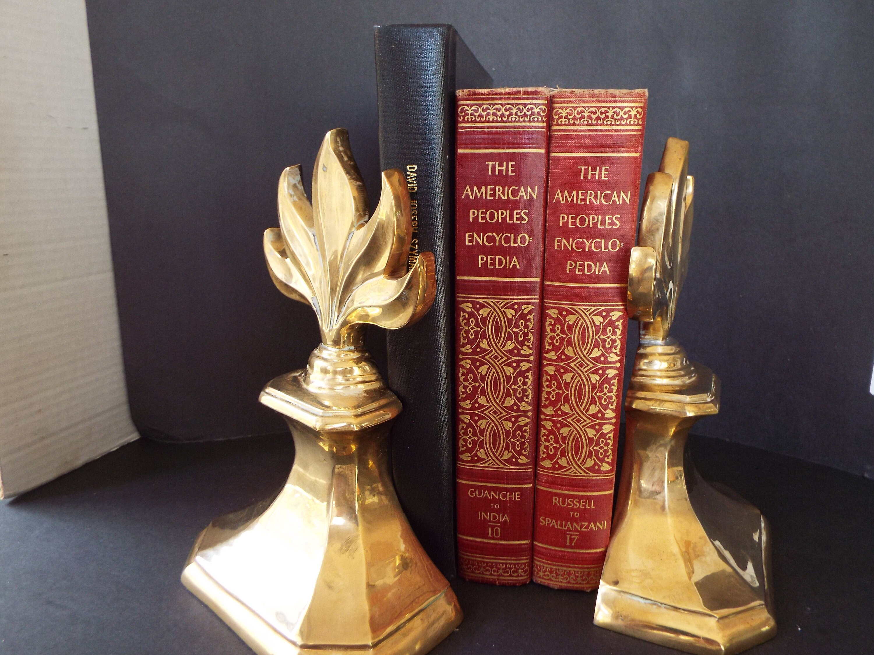 Tall 9 heavy brass bookends Decorative Crafts inc. Etsy