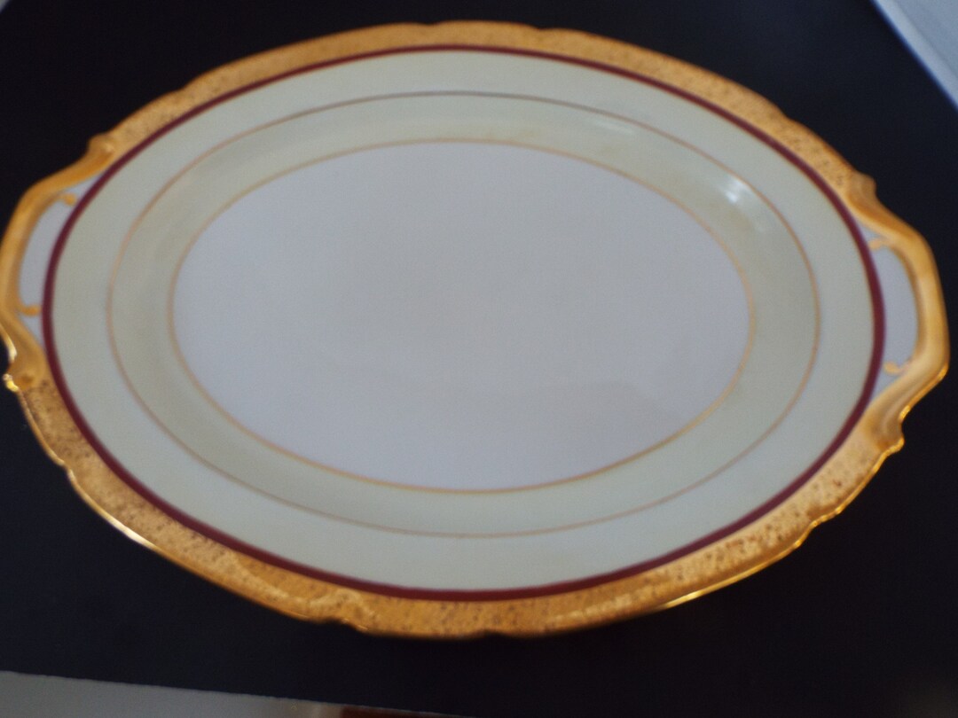 HF Victoria Czechoslovakia 24K Gold Encrusted Porcelain Platter ...