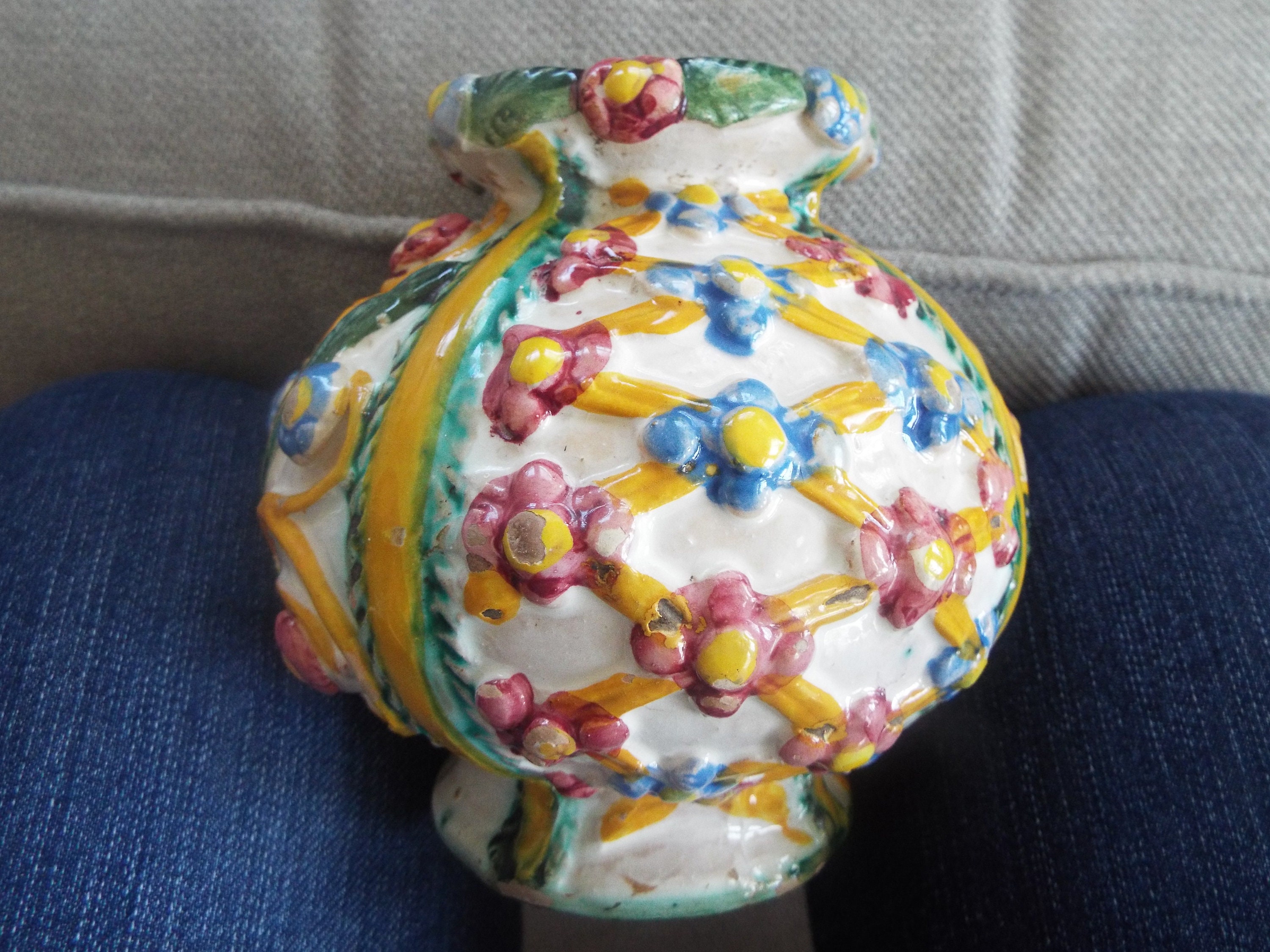 イタリア「セラミックパオリ」の水差し （底にＩＴＡＬＹ　６２９／３5のサイン） Italy Numbered Vase - Etsy