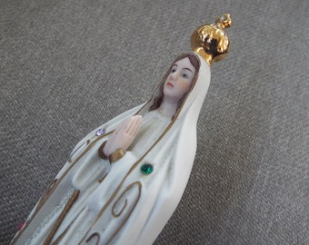 9" Virgin Mary religious statue figurine porcelain candle holder Blessed Mother Catholic Christian Immaculate conception