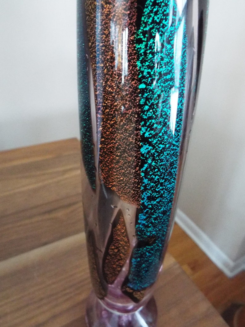 Michael Angelo Menconi Dichroic handblown art glass vase signed 15 tall signed