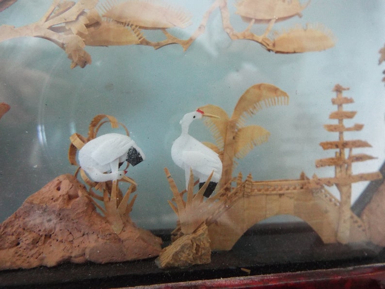 Chinese Cork Art Diorama Shadow Box Asian Decor 3 D Art Etsy